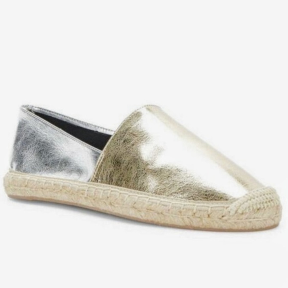 Rebecca Minkoff Gavin Gold Silver Espadrilles Sz 6.5